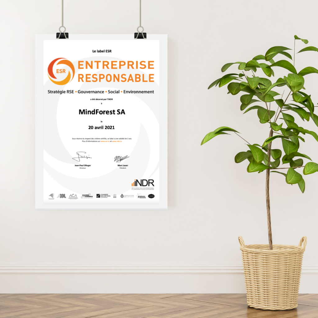 MindForest CSR Label in a frame